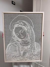 Quadro sacro Madonna lavorato a mano all'uncinetto