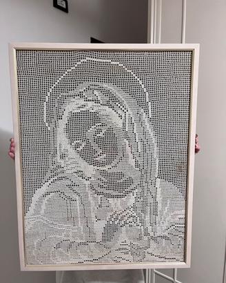 Quadro sacro Madonna lavorato a mano all'uncinetto