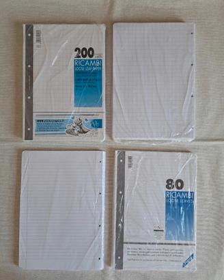 Scuola: set fogli di ricambio