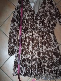 vestito fantasia marrone e beige 