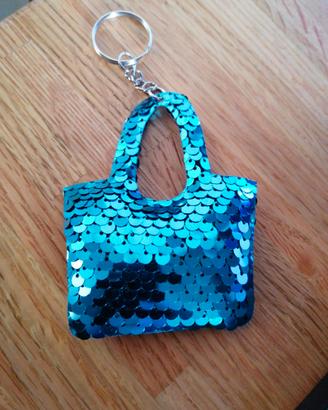 Portachiavi Borsa paillettes turchesi