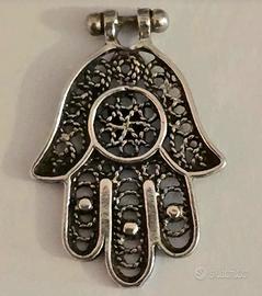 Ciondolo vintage in argento
portafortuna Mano di F