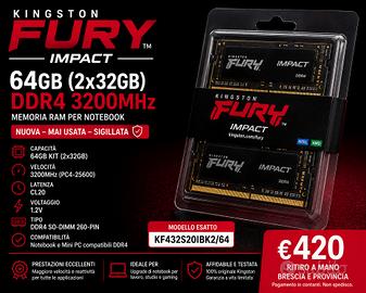 RAM DD4 64GB Kingston FURY (2x32GB)notebook SODIMM