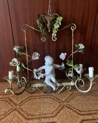 lampadario di bassano con putti in porcellana