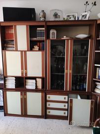 Libreria/parete attrezzata noce e bianco