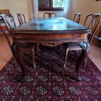 Tavolo da pranzo Luigi XV/veneziano con sedie