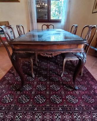 Tavolo da pranzo Luigi XV/veneziano con sedie