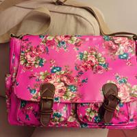 Borsa Cartella Rosa Fiori Vintage