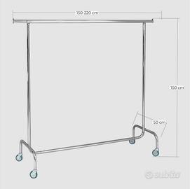appendiabiti estensibile su ruote- acciaio cromato