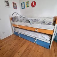 letto, con letto estraibile, scrivanie e cassetti