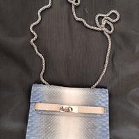 Borsa similpelle serpente blu/argento