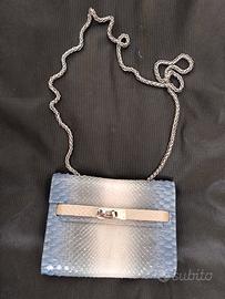 Borsa similpelle serpente blu/argento