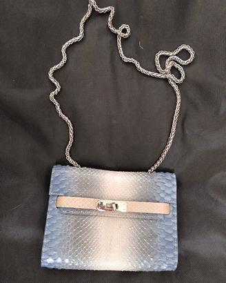 Borsa similpelle serpente blu/argento
