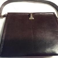 Borsa marrone anni '50 in lucertola