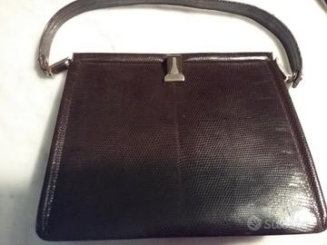 Borsa marrone anni '50 in lucertola