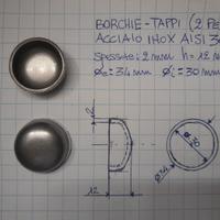 2 Borchie Fondelli  Ø34xh12 Sp2 mm Acciaio Inox