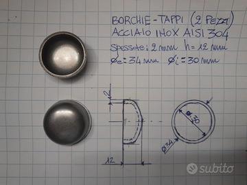 2 Borchie Fondelli  Ø34xh12 Sp2 mm Acciaio Inox