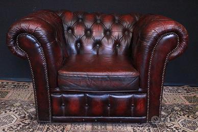 POLTRONA CHESTERFIELD ORIGINALE INGLESE PELLE