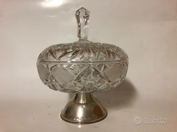 Vaso vintage in cristallo e argento