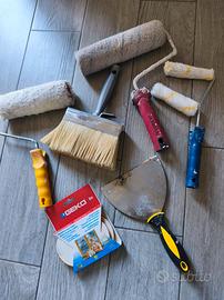 attrezzi pittura imbianchino spatola rullo pennell