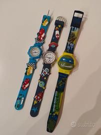 3 orologi bambini tartarughe ninja, spazio e auto