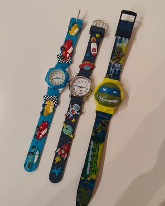 3 orologi bambini tartarughe ninja, spazio e auto