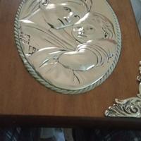 Quadro in argento con la madonna e Gesù bambino