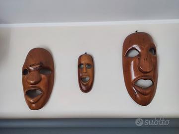 maschere in legno etniche soprammobile artigianali