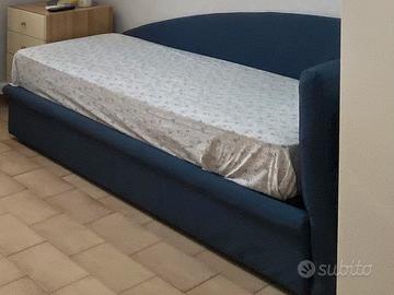 Divano letto singolo/doppio imbottito blu