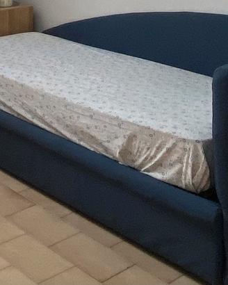 Divano letto singolo/doppio imbottito blu