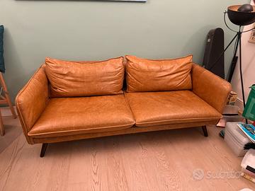 Divano in pelle maison du monde cuoio/cognac