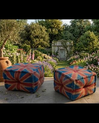 Cuscini seduta pouf in juta design bandiera 