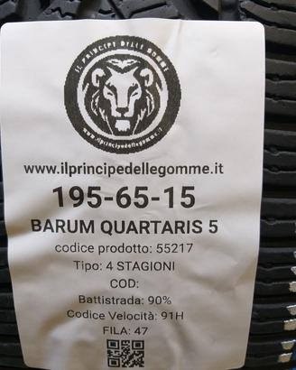 2 GOMME 195 65 15 BARUM A55217