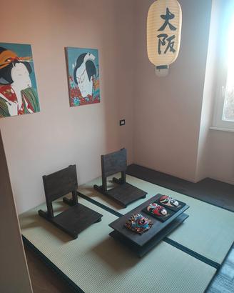 set di sedie con tavolino giapponese + 2 tatami 