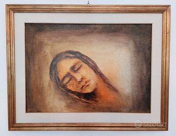 G. Minelli - Volto dormiente - olio su tela