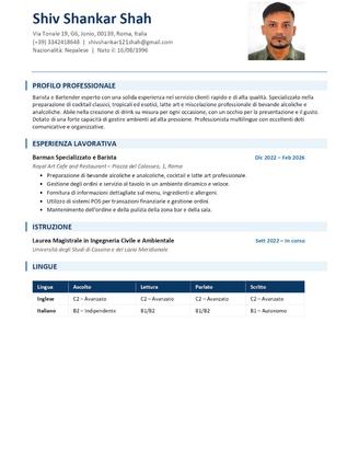 Barista / Bartender esperto disponibile a Roma