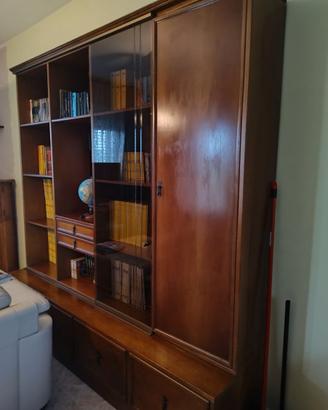 Libreria artigianale in legno di ciliegio pieno