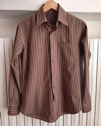 Camicia marrone a righe uomo. Celio. Taglia S