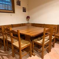 Set tavoli, panche e sedie in pino