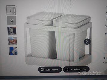 PATTUMIERA ESTRAIBILE IKEA CON 2 SECCHI DA 10 L