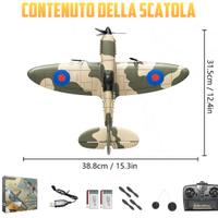 HAWK'S WORK Aereo RC a 3 Canali Spitfire Fighter