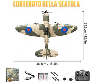 HAWK'S WORK Aereo RC a 3 Canali Spitfire Fighter