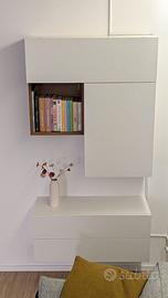 Mobile Soggiorno Sospeso Pianca Bianco e Rovere