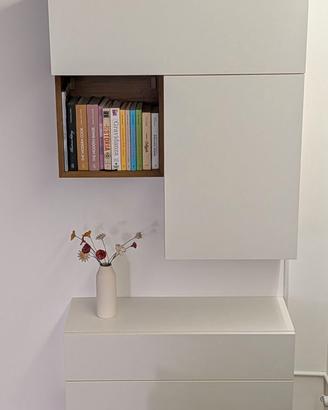 Mobile Soggiorno Sospeso Pianca Bianco e Rovere