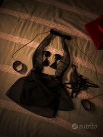 Babydoll nero velato con accessori – taglia S
