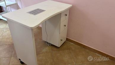 Tavolo manicure bianco con aspiratore integrato e