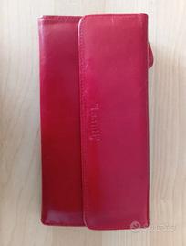 Portafoglio vintage, "I santi" , rosso vera pelle