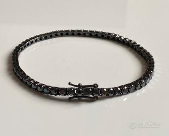Bracciale Tennis in Argento con Moissanite nera