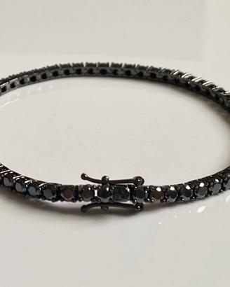 Bracciale Tennis in Argento con Moissanite nera