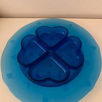 Piatto in vetro martellato con quattro ciotole